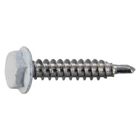 Midwest Fastener Self-Drilling Screw, #10 x 1 in, Painted Stainless Steel Flange Hex Head External Hex Drive, 10 PK 39586